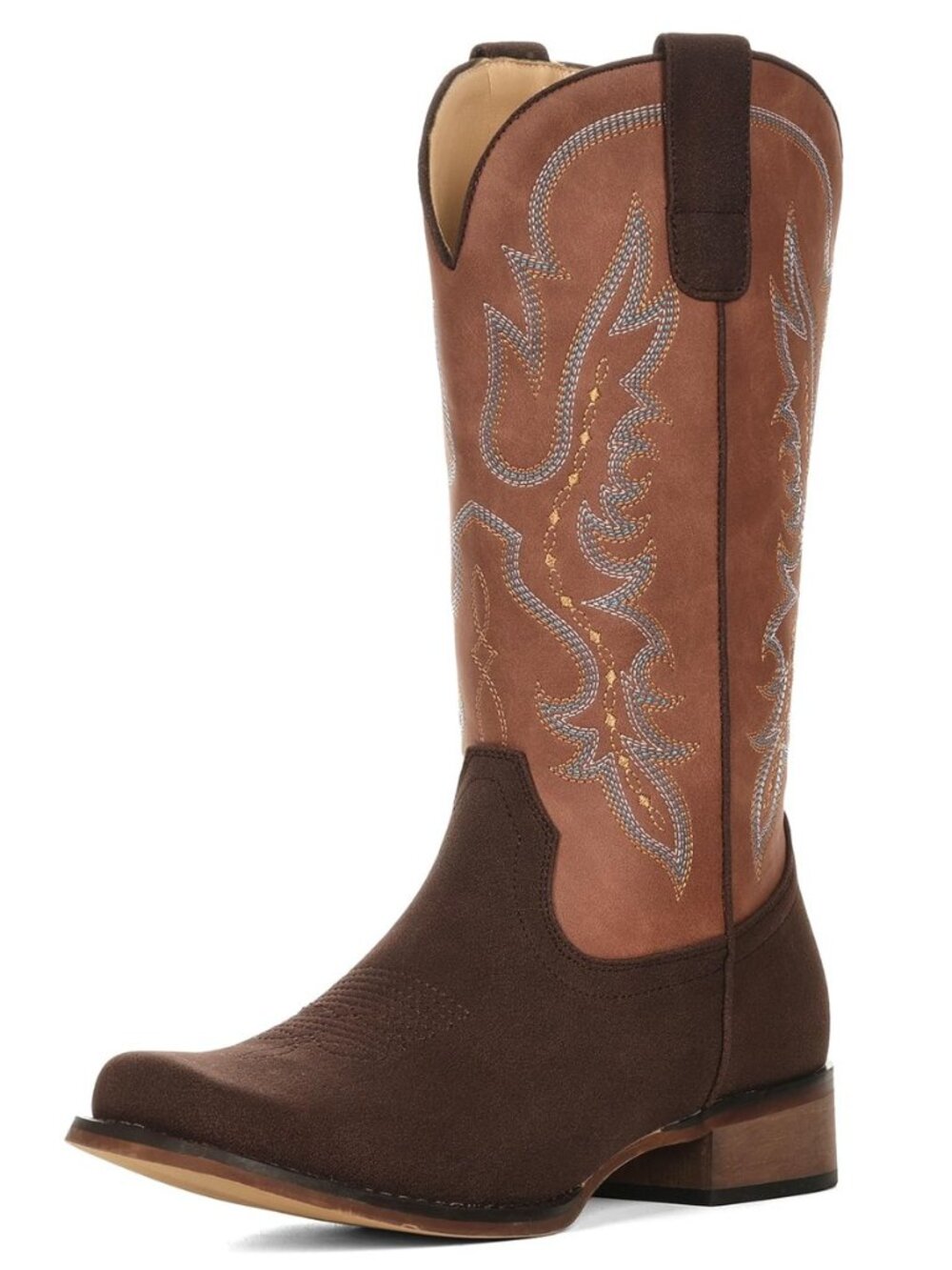 Cowboy Boots for Women Square Toe Mid Calf Cowgirl Boots